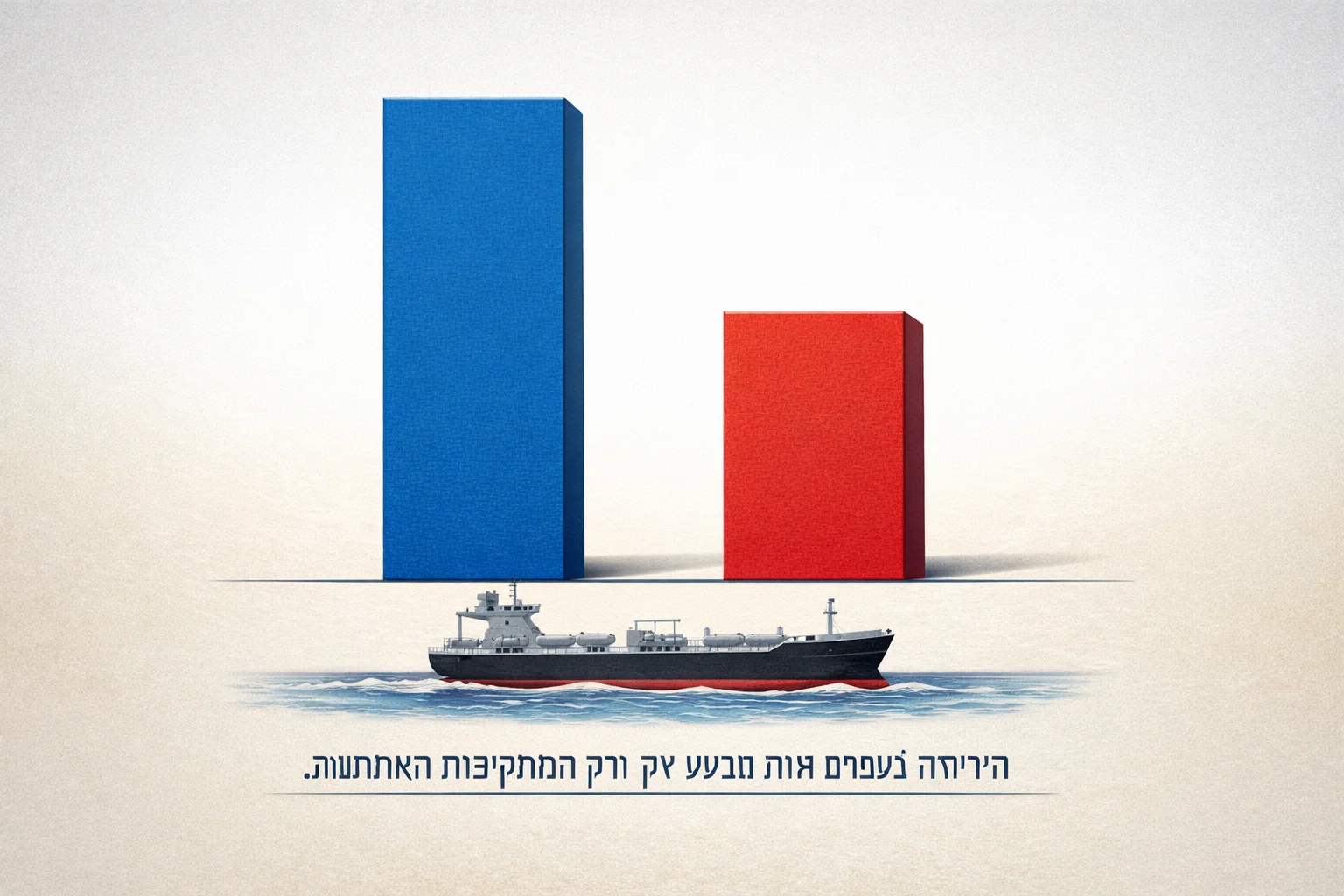איור להמחשה: איור נתונים מינימליסטי עם שני עמודים, 176 לשבוע הקודם ו־131 לשבוע שהסתיים ב־14 באוקטובר. מתחתיהם סמל אונייה וכיתוב שמבהיר כי הירידה אינה מיוחסת לתקיפות בלבד.